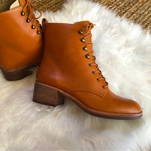 NEW IN BOX Madewell Patti Lace-up Boot in English Saddle sz 9